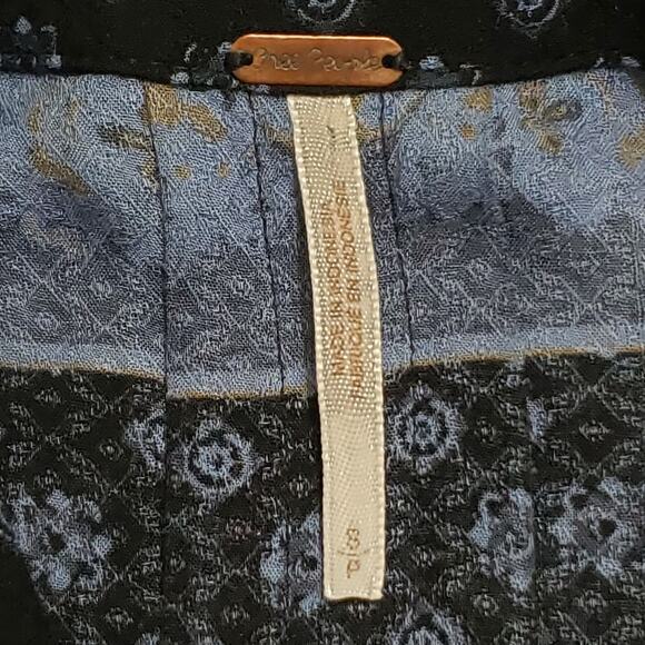 Free People Dobby Changing Times Onyx Combo Blue Tunic Top Sz Small Boho Peasant - Picture 8 of 16